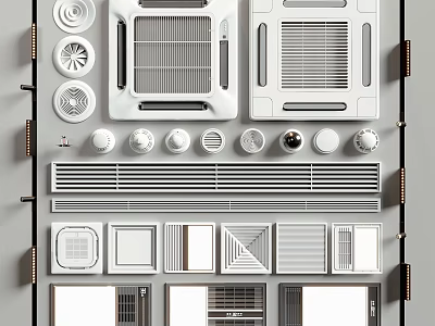 Modern Air Conditioner Vents Various Designs Featuring Square Round And Linear Grilles 3d model