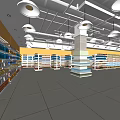Spacious Supermarket Interior With Bright Lighting Well Organized Shelves And Products