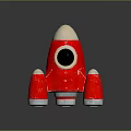 Red and Silver Rocket Model with Circular Window Thrusters for Space Exploration 3d model