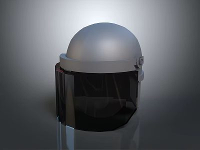 Military Weapon Helmet with Silver Surface Transparent Face Shield and Protective Design Features 3d model