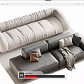 Modern double sofa multiplayer sofa corner sofa 3d model