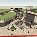 Vibrant Commercial Street With Modern Architecture Pedestrians Shops Greenery And Open Spaces