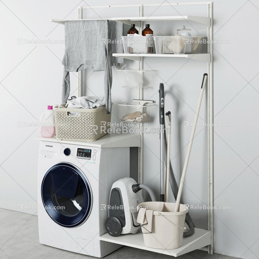 Modern washing machine washing machine storage basket vacuum cleaner bathroom rack combination model