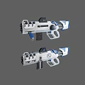 Advanced Futuristic Sci Fi Weapon With White Frame Blue Accents And Tactical Grip 3d model