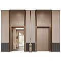 Elegant Modern Elevator Design With Wooden Panels Metal Frames Control Panel And Number 7 3d model