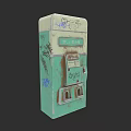 Vintage Rusty Green And White Commercial Equipment With Graffiti Coin Slots And Display Panel