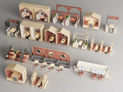 Various Designed Camping Tents With Different Shapes And Interior Layouts For Outdoor Use 3d model