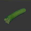 Fresh Green Zucchini Vegetable With Detailed Surface Texture Isolated On Gray Background
