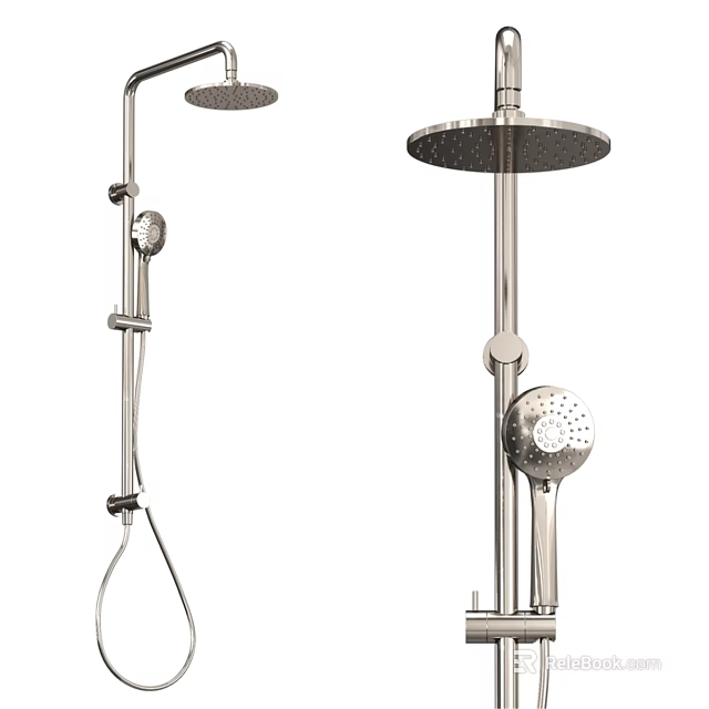 Chrome Shower Faucet With Rain Head And Handheld Sprayer For Bathroom 3d model 
