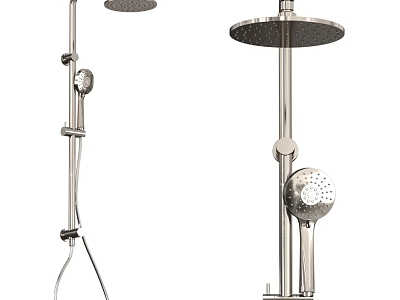 Chrome Shower Faucet With Rain Head And Handheld Sprayer For Bathroom 3d model