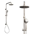 Chrome Shower Faucet With Rain Head And Handheld Sprayer For Bathroom