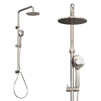 Chrome Shower Faucet With Rain Head And Handheld Sprayer For Bathroom 3d model