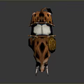 Wild Boar With Decorative Saddle Golden Circular Plate And Wooden Structure