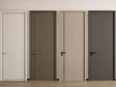 Modern Interior Hinged Doors With Different Colors And Wooden Painted Surfaces 3d model