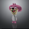Pink 3D Cartoon Character Wearing White Hoodie With Happy Expression On Black Background