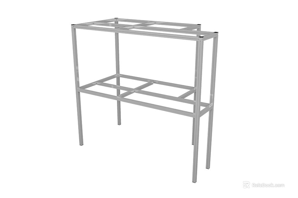 Iron Metal Two Tier Shelf with Simple Frame Structure for Storage 3d model