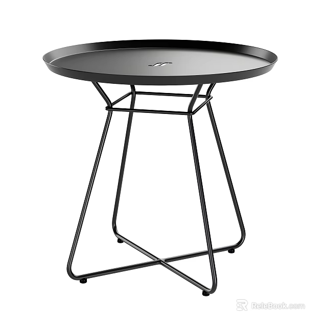 Modern Round Dining Table With Black Metal Frame And Minimalist Stylish Design 3d model