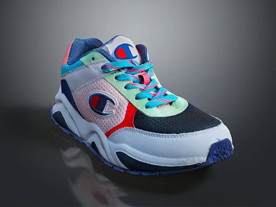 Champion Lifestyle Sneakers With Multicolor Design Mesh Upper And Sporty Comfortable Sole 3d model