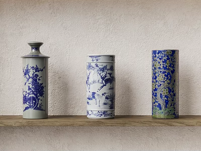 Ceramic vase blue and white porcelain vase porcelain vase blue and white porcelain pen holder 3d model