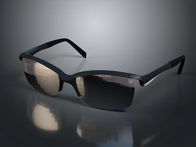 Modern Fashionable Sunglasses For Everyday Use With Black Frame And Reflective Lenses 3d model