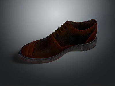 Brown Leather Men's Dress Shoes With Classic Laces And Polished Finish 3d model