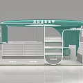 Modern Mall Store With Green Exterior Display Shelves Chair And Brand Signage