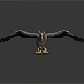 Mythical Flying Bird with Gray Feathers Red Beak Yellow Talons and Large Spreading Wings