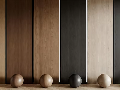 Modern Wooden Wall Panels In Various Colors And Shades With Decorative Spheres 3d model