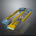 Detailed Space Aerospace Launch Platform Model with Blue Yellow Structural Design 3d model