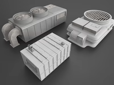3D Rendered Industrial Equipment Models With Vents Pipes And Grille Enclosures 3d model