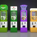Interactive Zone With Colorful Ball Vending Machines Of Various Brands And Colors