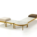Modern Modular Footstool Design With Gold Frame Marble Top And Upholstered Cushions