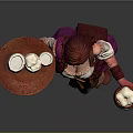 Fantasy Female Tavern Server Carrying Tray With Beer Mugs And Wooden Barrel