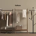 Poliform Wooden Clothes Racks With Hanging Clothes Basket Shoes And Floor Standing Coat Rack