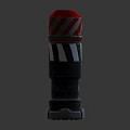 Red And White Reflective Striped Warning Post With Black Body And Silver Base 3d model