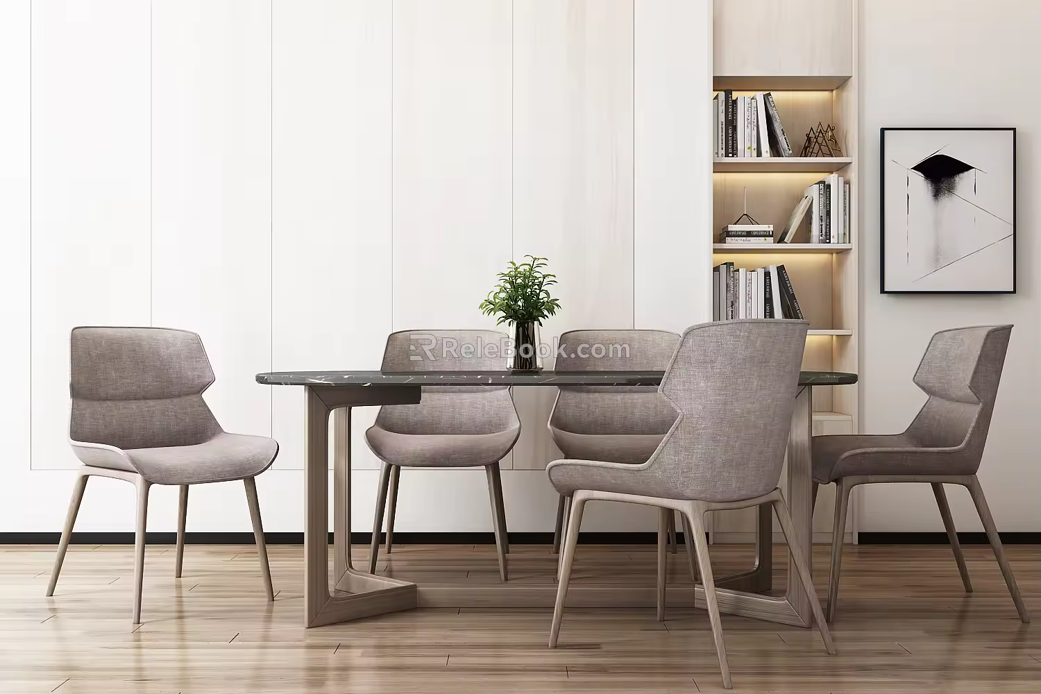 Nordic Dining Table and Chair Combination 3d model