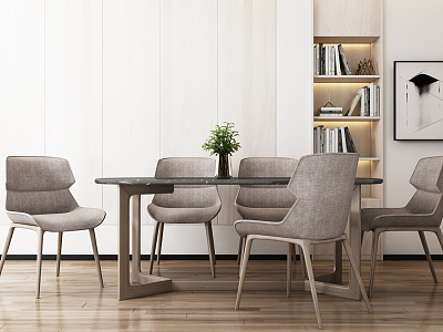 Nordic Dining Table and Chair Combination model