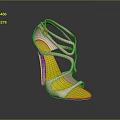 Pink Strappy High Heels With Purple Heel And Yellow Sole Modern Style