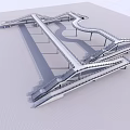 Modern Bridge 3D Model With Steel Frame And Curved Support Structure 3d model