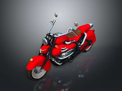 Sleek Red Classic Motorcycle With Shiny Body Chrome Accents And Black Leather Seat 3d model