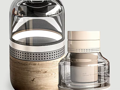 Modern Headphone Speaker With Transparent Glass And Wooden Base Design 3d model
