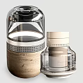 Modern Headphone Speaker With Transparent Glass And Wooden Base Design