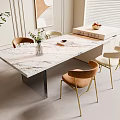 Cream wind dining table and chairs Nakajima dining table 3d model