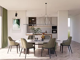 Modern Restaurant Kitchen Restaurant Home Restaurant Dining Table and Chair 3d model