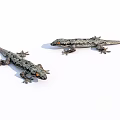 Two Reptile Geckos With Orange Eyes And Black Gray Patterns On White Background