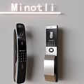 Minotli Smart Door Handles With Digital Display And Keypad In Silver Black Modern Design