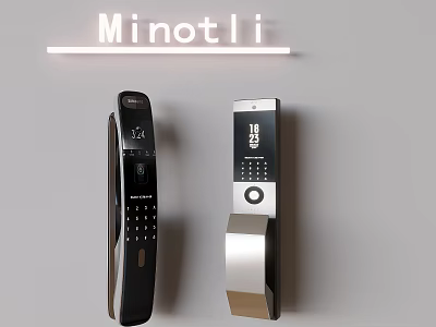 Minotli Smart Door Handles With Digital Display And Keypad In Silver Black Modern Design 3d model