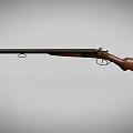 Old Fashioned Shotgun With Long Metal Barrel And Wooden Vintage Stock Design