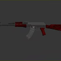 High Quality Red Silver Assault Rifle With Detailed Wooden Texture And Modern Design