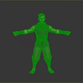 Male Character 3D Model With Sleeveless Top Brown Pants Barefoot And Outstretched Arms